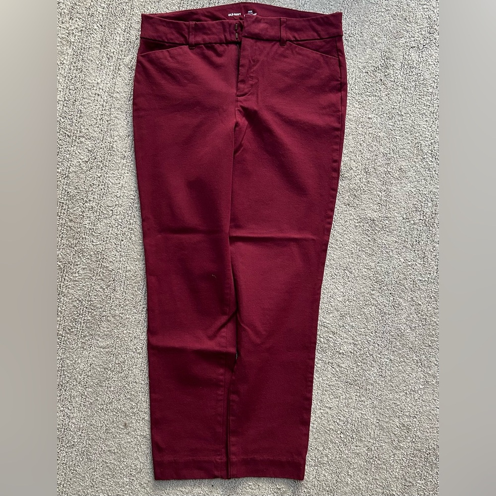 High rise pixie slim pants color burgandy